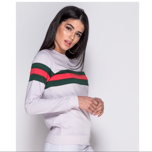 Tops - Stripe Detail Slim Fit Sweatshirt Top